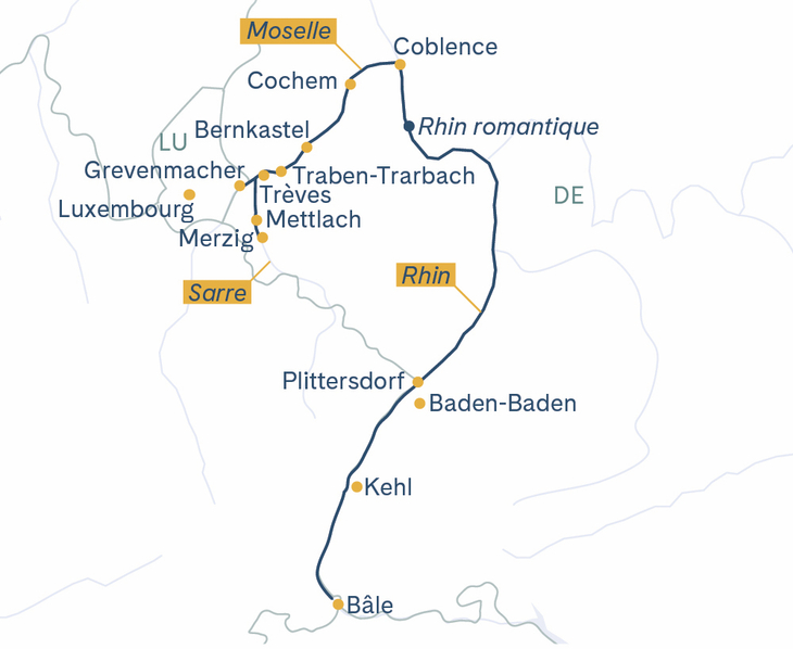 Routenplan Edelweiss Bâle - Trèves - Bâle